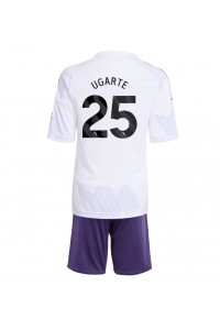 Manchester United Manuel Ugarte #25 Jalkapallovaatteet Lasten Vieraspeliasu 2025-26 Lyhythihainen (+ Lyhyet housut)